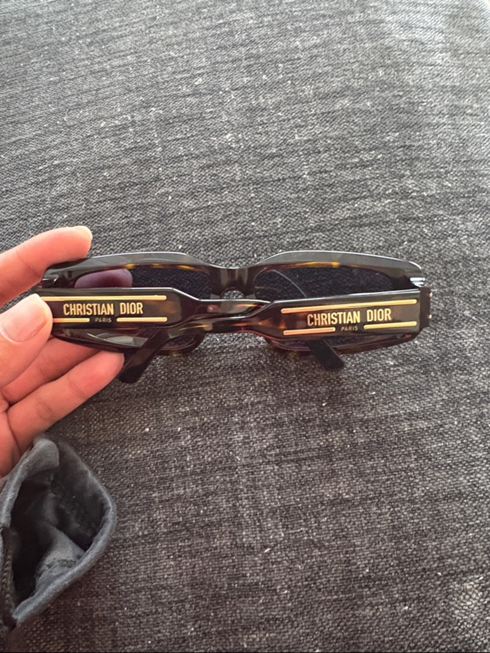 Dior Tortoiseshell and Gold Logo Sunglasses